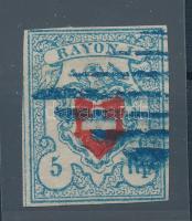 Svájc 1851 Rayon I 5Rp Mi 9 II hibátlan, szép darab! (Mi EUR 130.-)