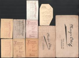 cca 1880-1920, 9 darab keményhátú fotó komáromi műtermekből, közte vágott, 21x11,5 cm alatt