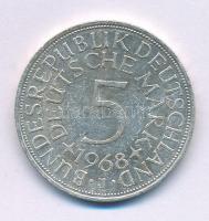 Német Szövetségi Köztársaság 1968J 5M Ag kapszulában, tanúsítvánnyal. T:XF Federal Republic of Germany 1968J 5 Mark Ag in capsule, with certificate. C:XF Krause KM#112