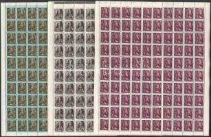 1946 Betűs III. kiadás Helyi lev. lap/20f, Távolsági levél/18f + Ajánlás/24f értékek hajtott ívben