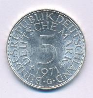 Német Szövetségi Köztársaság 1971G 5M Ag kapszulában, tanúsítvánnyal. T:AU Federal Republic of Germany 1971G 5 Mark Ag in capsule, with certificate. C:AU Krause KM#112