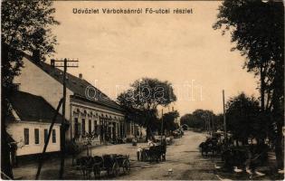 Boksánbánya, Várboksán, Románbogsán, Németbogsán, Deutsch-Bogsan, Bocsa Montana; Fő utca, piac, üzlet. A levél címzettje Győry Vilmosné Székács Etelka, az orosházi evangélikus lelkész, Győry Vilmos özvegye. / main square, market, shop (EK)