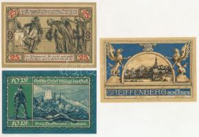 Német Birodalom / Weimari Köztársaság / Greiffenberg in Schlesien (Gryfów Śląski) 1920. 10pf + 25pf + 50pf T:AU German Empire / Weimar Republic / Greiffenberg in Schlesien (Gryfów Śląski) 1920. 10 Pfennig + 25 Pfennig + 50 Pfennig C:AU