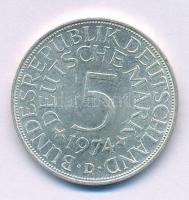 Német Szövetségi Köztársaság 1974D 5M Ag kapszulában. T:VF Federal Republic of Germany 1974D 5 Mark Ag in capsule. C:VF  Krause KM#112