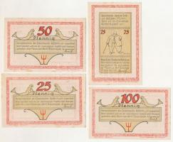 Német Birodalom / Weimari Köztársaság / Ostseebad Kellenhusen 1922. 25pf-100pf (4xklf) T:AU kis foltok German Empire / Weimar Republic / Ostseebad Kellenhusen 1922. 25 Pfennig - 100 Pfennig (4xdiff) C:AU small spots