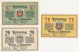 Német Birodalom / Weimari Köztársaság / Burg auf Fehmarn 1920 k. 25pf-75pf (3xklf) T:AU  German Empire / Weimar Republic / Burg auf Fehmarn cca 1920. 25 Pfennig - 75 Pfennig (3xdiff) C:AU