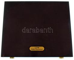 Fa érmetartó kazetta "5 DM Silber-Kursmünzen" bársonybéléssel, két kivehető tálcával, összesen 24db 53x53mm-es férőhellyel. Használt, szép állapotban.