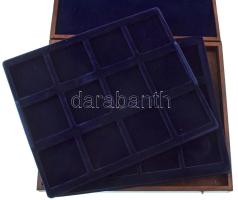 Fa érmetartó kazetta "5 DM Silber-Kursmünzen" bársonybéléssel, két kivehető tálcával, össz...