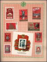 Lenin témájú bélyegek 71 darabos szovjet összeállítás