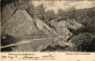 1907 Tusnádfürdő, Baile Tusnad; Vörös-tó a kiálló sósziklákkal. Hönig Bernát kiadása / lake, salt rocks