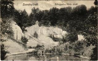 1916 Tusnádfürdő, Baile Tusnad; Sóhegyek a Vörös-tónál. Zsula Sándor kiadása / lake, salt rocks
