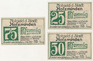 Német Birodalom / Weimari Köztársaság / Holzminden 1922. 25pf-75pf (3xklf) T:AU German Empire / Weimar Republic / Holzminden 1922. 25 Pfennig - 75 Pfennig (3xdiff) C:AU