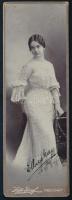 1904 Elegáns hölgy portréja. Keményhátú fotó Kató József kolozsvári műterméből, 15x5 cm