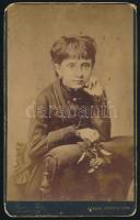cca 1880-1890 A magyarbánhegyesi Vertán család lánytagjának portréja, kabinetfotó Ravasz Imre aradi műterméből, kissé viseltes állapotban, 21,5x13,5 cm