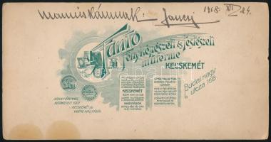 1918 Úr és hölgy portréja (színészek?), kabinetfotó Fanto kecskeméti műterméből, a hátoldalon dediká...