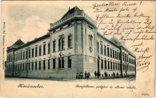 1901 Karánsebes, Caransebes; Az új állami polgári és elemi iskola. Hecskó Mór fényképész kiadása és felvétele / new school (EK)