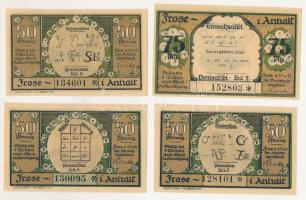 Német Birodalom / Weimari Köztársaság / Frose in Anhalt 1921. 50pf-75pf (4xklf) T:AU German Empire / Weimar Republic / Frose in Anhalt 1921. 50 Pfennig - 75 Pfennig (4xdiff) C:AU