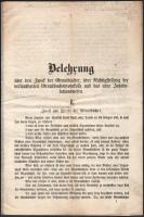 1856 ,,Belehrung den Zweck der Grundbücher, über Richtigstellung der verlautbarten Grundbuchsprotokolle und das neue Intabulationswesen", a telekkönyvi nyilvántartásra vonatkozó utasítás, német nyelven, Pressburg (Pozsony), Vormals Schmid'sche Buchdruckerei, 9 p. Fűzve, helyenként kissé foltos.