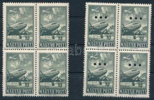 1957 Repülő V. záróérték normál és hármas lyukasztású négyes tömbökben (20.800)