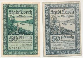 Német Birodalom / Weimari Köztársaság / Lorch im Rheingau 1921. 50pf (2xklf) T:AU German Empire / Weimar Republic / Lorch im Rheingau 1921. 50 Pfennig (2xdiff) C:AU