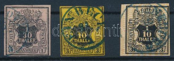 Német államok - Hannover 1851/1856 Mi 3, 5, 12 (Mi EUR min. 210.-)