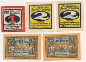 Német Birodalom / Weimari Köztársaság / Freiberg 1921. 1pf-5pf (5db, 3xklf) T:AU
German Empire / We...