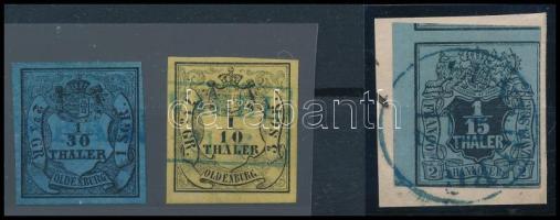 Német államok - Oldenburg 1852 Mi 2, 3, 4 szép darabok (Mi EUR min. 255.-)