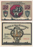 Német Birodalom / Weimari Köztársaság / Mainbernheim 1921. 25pf-50pf (2xklf) T:AU,XF folt German Empire / Weimar Republic / Mainbernheim 1921. 25 Pfennig - 50 Pfennig (2xdiff) C:AU,XF spotted