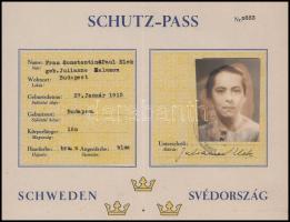 1944 A budapesti Svéd Kir. Követség védőútlevele (SchutzPass) 1944. augusztus 19., rajta Carl Ivan D...