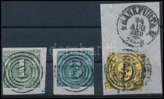 Német államok - Thurn und Taxis 1859 Mi 15, 21, 23 1-1 kivágáson (Mi EUR min. 105.-)