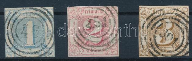Német államok - Thurn und Taxis 1859 Mi 15, 16, 17 szép darabok (Mi EUR min. 155.-)