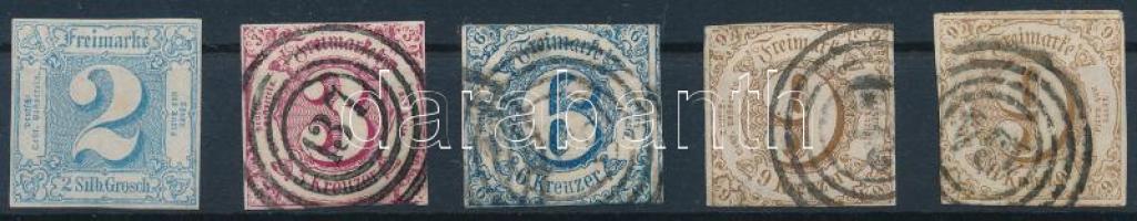 Német államok - Thurn und Taxis 1862/1864 Mi 30, 32, 33, 34 I, 34 II jó minőségű darabok (Mi EUR min. 130.-)