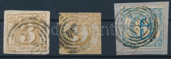 Német államok Thurn und Taxis 1865 Mi 40, 44, 53 szép darabok