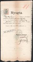 1881 Budapest fővárosi köztemető felügyelősége által kiállított utalvány/nyugta 800 Ft értékű sírbol...