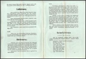 1865 Buda, a M. Kir. Helytartótanács hirdetményei (csődhirdetmény, körözés, stb.) 7 oldalon + az uto...
