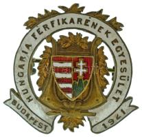 1921. "Hungaria Férfikarének Egyesület - Budapest 1921" zománcozott bronz dalos jelvény (27x26mm) T:AU