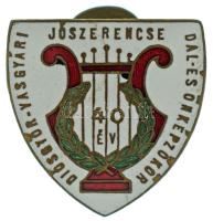 1943. "Diósgyőr-Vasgyári Jószerencse Dal- és Önképzőkör" zománcozott bronz dalos gomlyukjelvény "Morzsányi" gyártói jelzéssel (21x21mm) T:AU