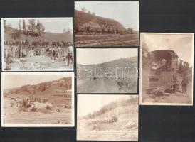 1914-1918, 15 darab fotó, keskeny nyomtávú vasútvonal építése a fronton, 9x12 cm alatt