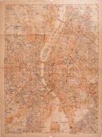cca 1930-1940 Stoits György: Merre menjek? Budapest közlekedési térképe, hátoldalán utcajegyzékkel, sérülésekkel, 62,5x48 cm