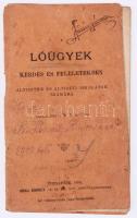 [Rákos Ernő (1856-1922)] R. E. százados (szerk.): Lóügyek kérdés és feleletekben. Altisztek és altiszti iskolások számára. Bp., 1896, Grill Károly (Márkus Samu-ny.), 33+(3) p. Kiadói tűzött papírkötés, viseltes, foltos, a tűzéstől különvált borítóval, a címlapon szakadással, helyenként bejegyzésekkel, rajzokkal, firkákkal. Ritka!