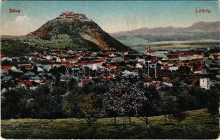 Déva, látkép, vár. Hirsch Adolf kiadása / general view, castle (kopott sarkak / worn corners)