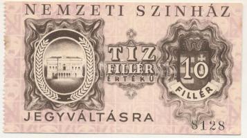 1946 k. Budapest 10f "Nemzeti Színház" utalvány T:AU folt Hungary / Budapest cca 1946. 10 Fillér "National Theatre" bond C:AU spotted Adamo BUF-5.1