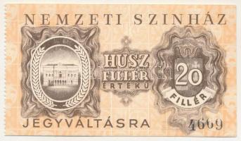 1946 k. Budapest 20f "Nemzeti Színház" utalvány T:UNC,AU Hungary / Budapest cca 1946. 20 Fillér "National Theatre" bond C:UNC,AU Adamo BUF-5.2