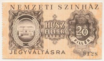 1946 k. Budapest 20f "Nemzeti Színház" utalvány T:UNC,AU Hungary / Budapest cca 1946. 20 Fillér "National Theatre" bond C:UNC,AU Adamo BUF-5.2