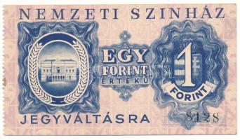 1946 k. Budapest 1Ft "Nemzeti Színház" utalvány T:AU kis folt Hungary / Budapest cca 1946. 1 Forint "National Theatre" bond C:AU small spot Adamo BUF-5.4