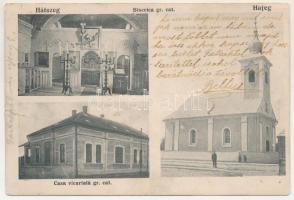 1916 Hátszeg, Hateg; Biserica gr. cat., Casa vicariala gr. cat. / görögkatolikus templom, paplak. Adler fényirda kiadása / Greek Catholic church, vicarage (fl)