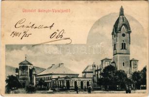 1901 Szinérváralja, Szinyérváralja, Seini; templom, Boér Károly üzlete / church, shop (fl)