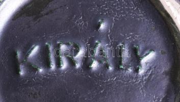 Király Károly hólyagos váza. Jelzett, mázrepedéssel, m: 19,5 cm