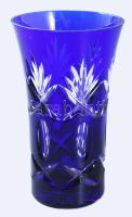 Kéken pácolt kristály váza, hibátlan, m: 14 cm