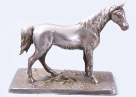 Krómozott fém ló szobor. 18x16 cm